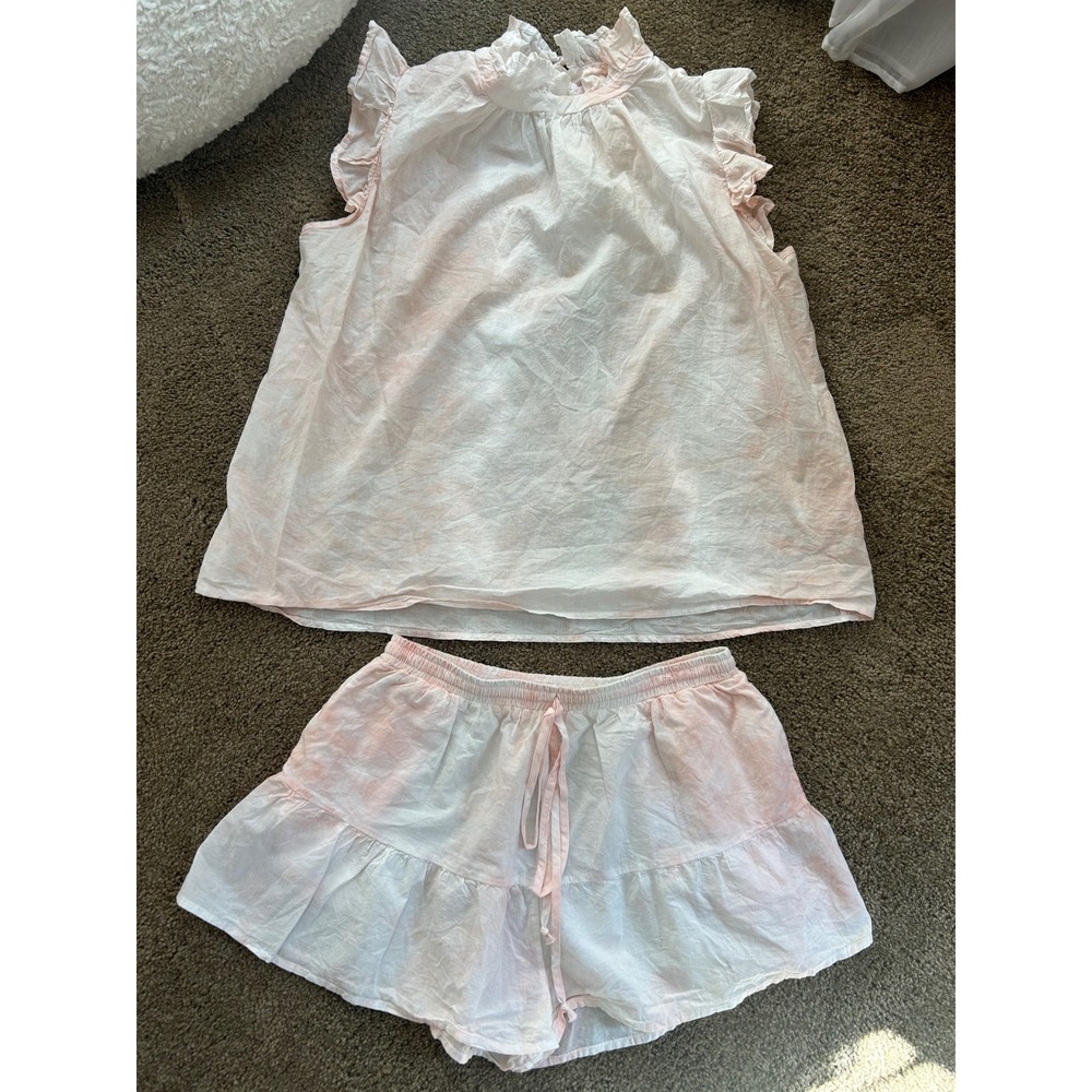 STARK X Pink Tie Dye‎ Ruffle Top & Skort Set Womens small